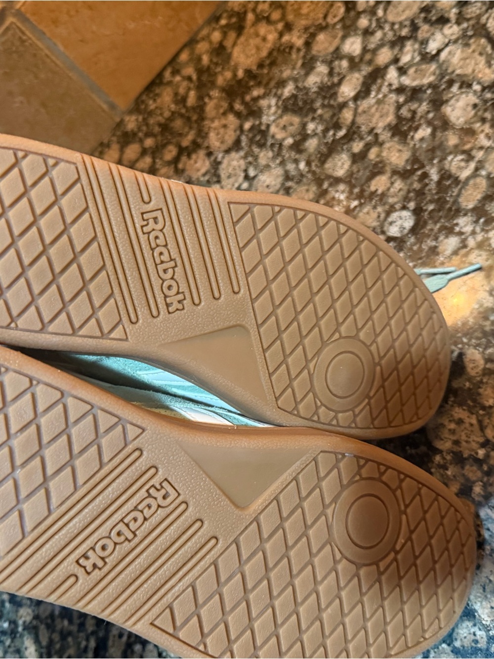 Reebok Women’s Mint Green Suede Sneakers with White Stripe and Gum Sole - Picture 7 of 8
